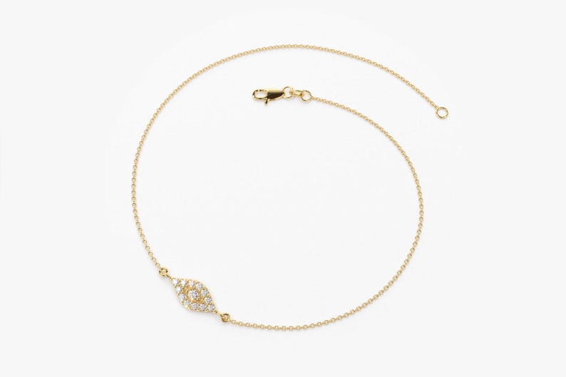 Pulseira Feminina Delicado de Ouro Amarelo 18k Olho Diamantes