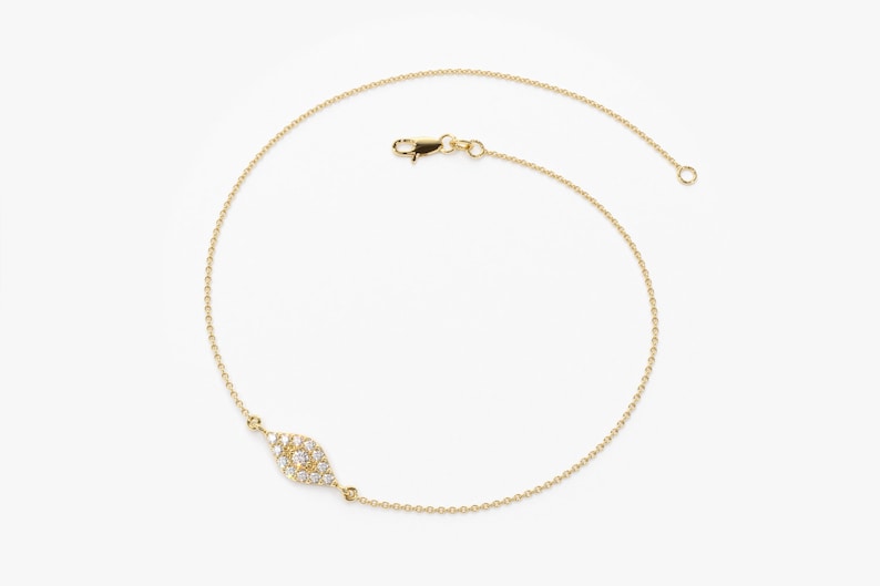 Pulseira Feminina Delicado de Ouro Branco 18k Olho Diamantes