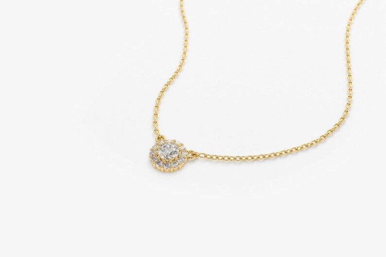 Colar Corrente Cluster Feminina em Ouro Branco 18k c/ Diamante