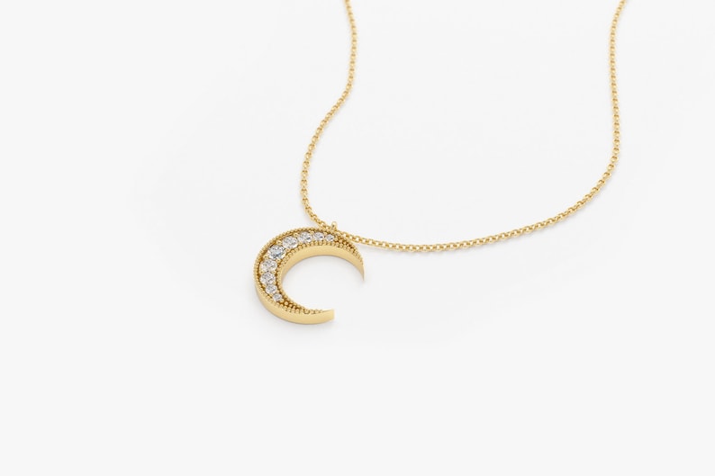 Corrente feminina ouro 18k amarelo lua Diamantes luxo