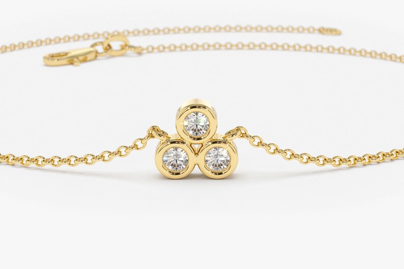 Pulseira Feminina Delicado de Ouro Amarelo 18k Trio Bezel Diamantes