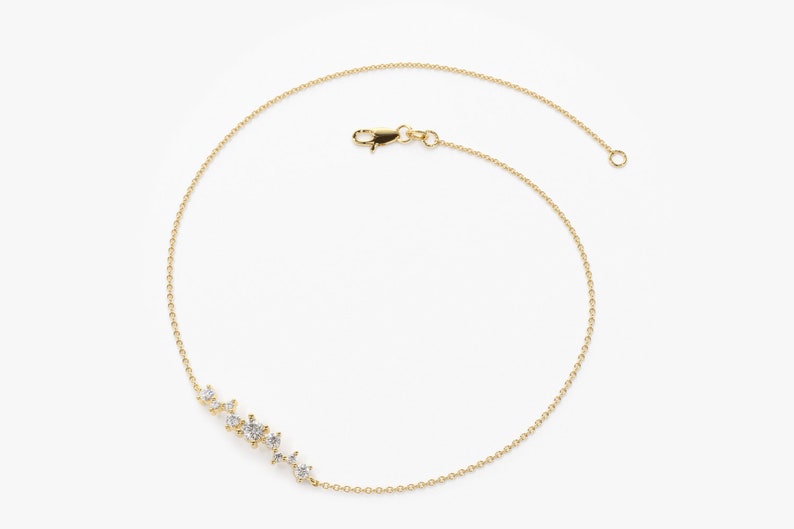 Pulseira Feminina de Ouro Branco 18k Cruz De Diamante Delicado