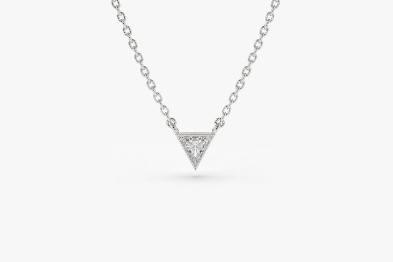 Corrente De Ouro18k Solitario Diamante triangulo Brilhante