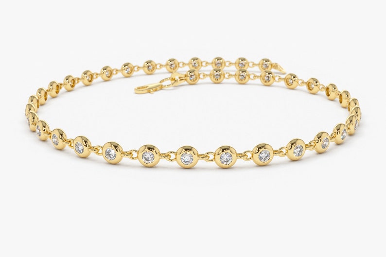 Pulseira Riviera Feminina de Ouro 18k chuveiro Diamantes