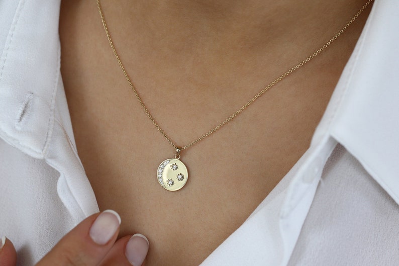 Colar De Lua Corrente Feminina em Ouro Branco 18k c/ Diamantes