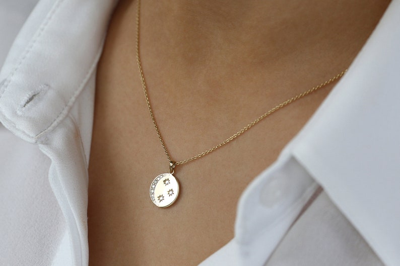 Colar De Lua Corrente Feminina em Ouro Amarelo 18k c/ Diamantes