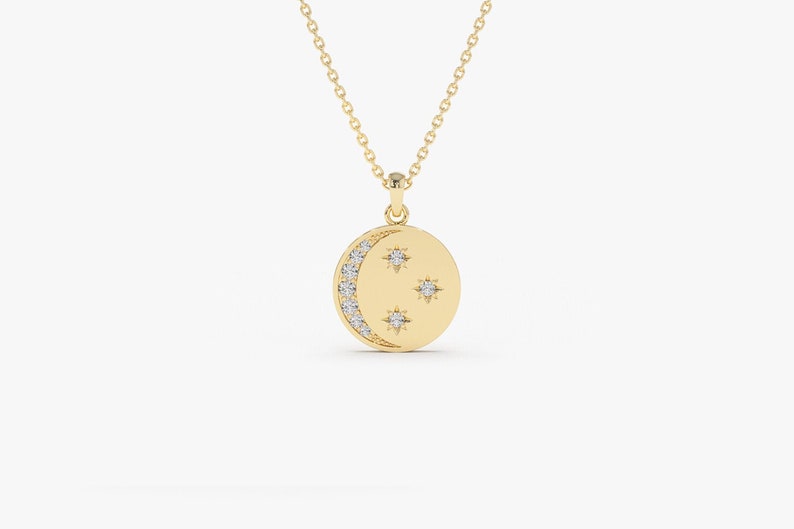 Colar De Lua Corrente Feminina em Ouro Branco 18k c/ Diamantes
