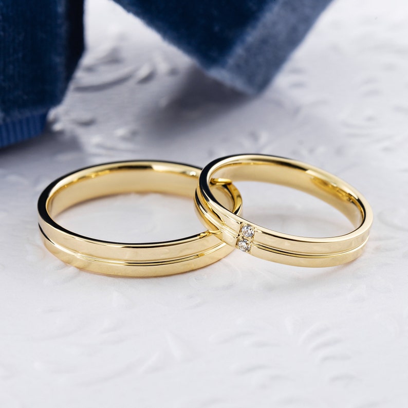 Par de Alianças de casamento noivado ouro 18k diamante