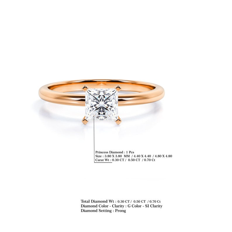 Anel Princesa De Ouro Rose 18k e Diamantes Brilhantes 50pts