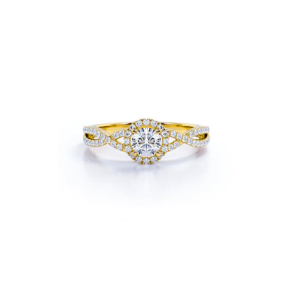 Anel de Noivado Solitario De Diamante Ouro 18k twisted Luxo
