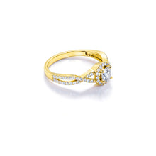 Anel de Noivado Solitario De Diamante Ouro 18k twisted Luxo