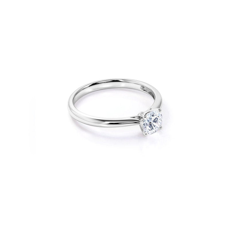 Anel Solitario De Ouro Branco 18k e Diamante Brilhante 50pts