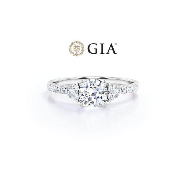 Anel Halo De Ouro Branco 18k e Diamantes Brilhantes 100pts | New | anel-de-noivado, Anéis, diamante, noivado, white | AUREA FINE JEWELRY