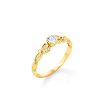 Anel de Noivado Solitario De Diamante Ouro 18k Floral Luxo