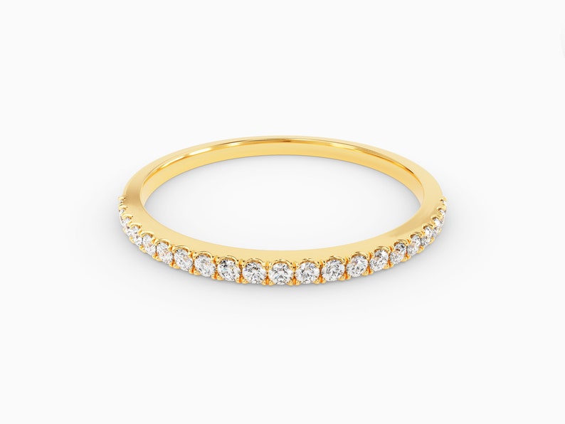 Anel de Ouro 18k Aparador Meia Aliança C/ Diamantes Brilhantes Isabela
