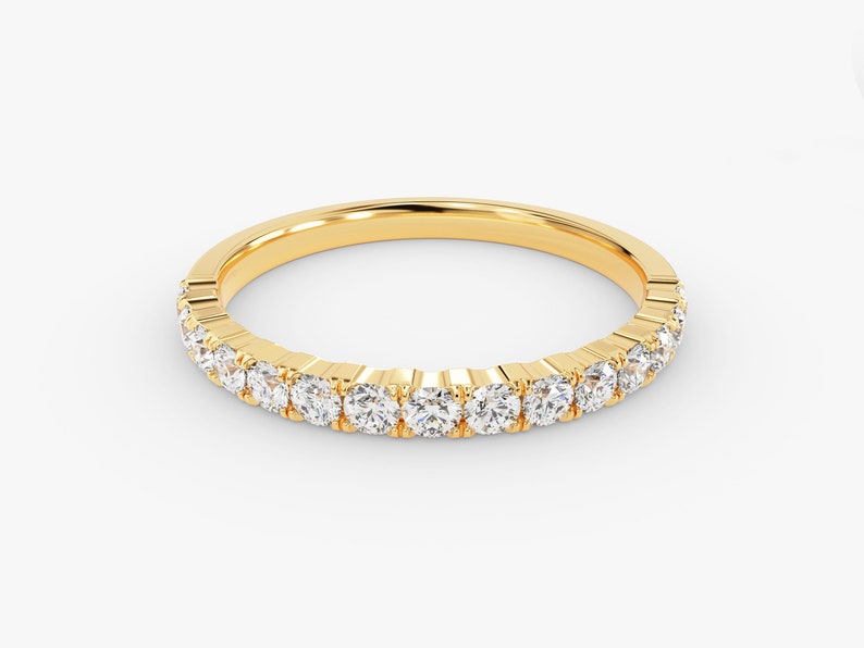 Anel de Ouro 18k Aparador Meia Aliança C/ Diamantes Brilhantes Leticia
