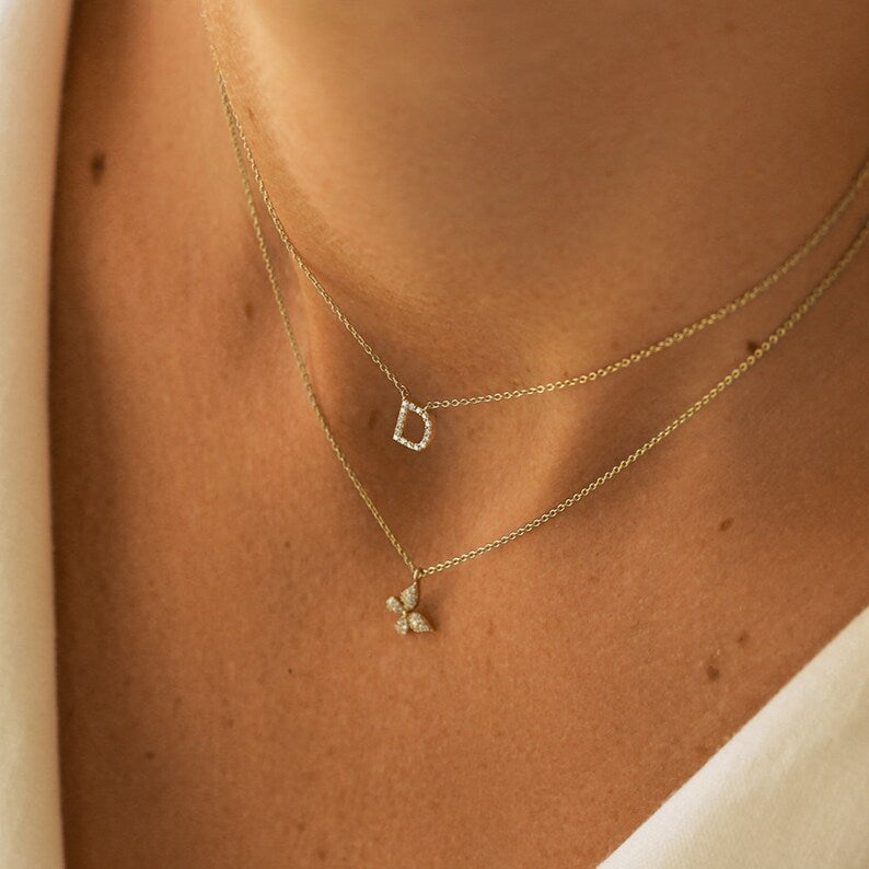 Colar Corrente Inicial Feminino em Ouro Amarelo 18k c/ Diamante