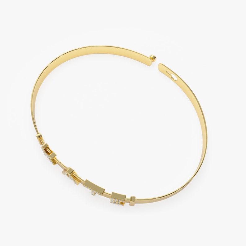 Pulseira de ouro 18k com iniciais de diamantes 5 mm