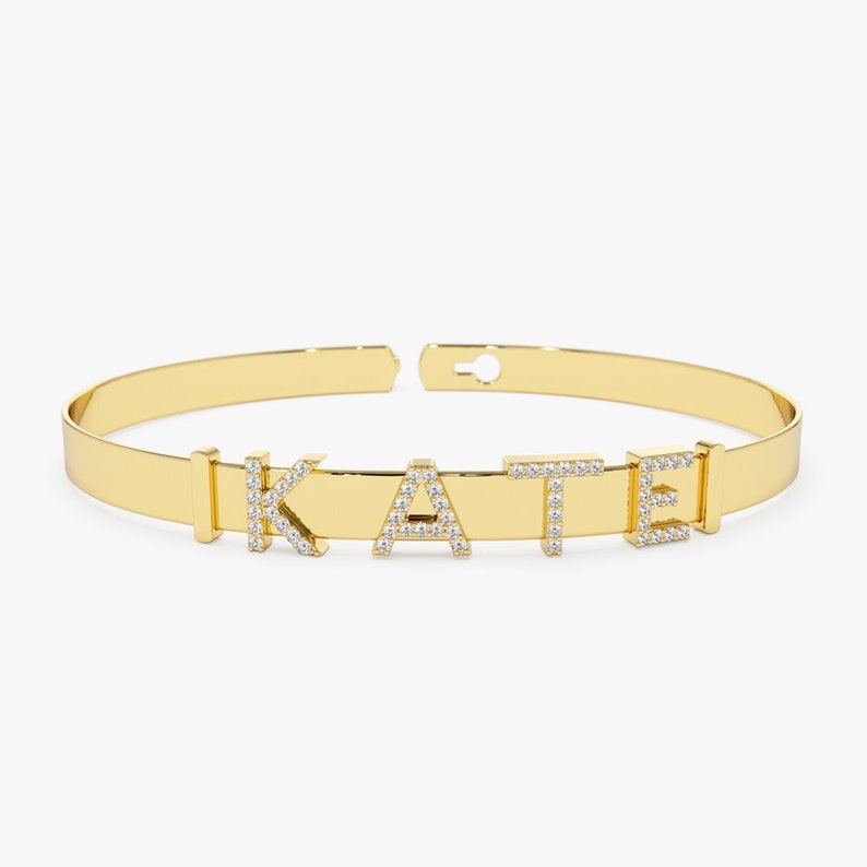 Pulseira de ouro 18k com iniciais de diamantes 5 mm