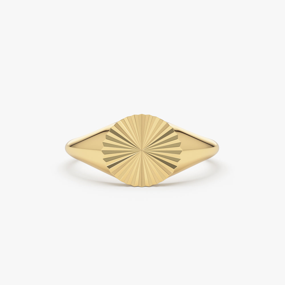Anel solitário de ouro 18k feminino noivado Sinete Sun