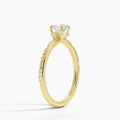 Anel de Noivado Ouro 18k Diamantes Twisted Celta