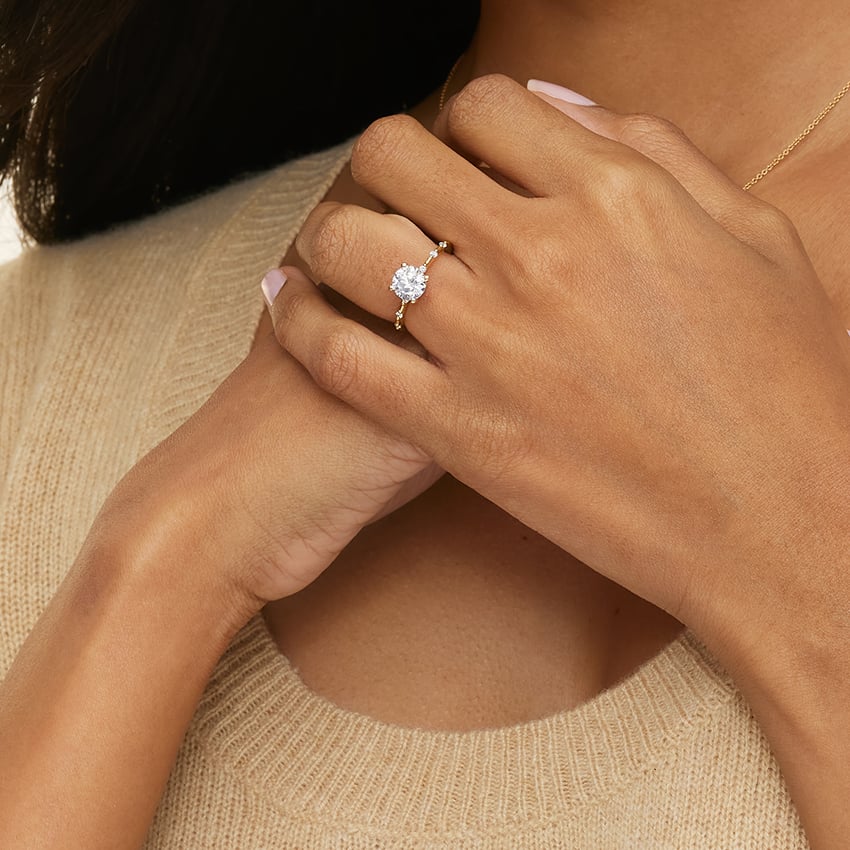 Anel de Noivado Solitário De Diamante Ouro 18k Delicate