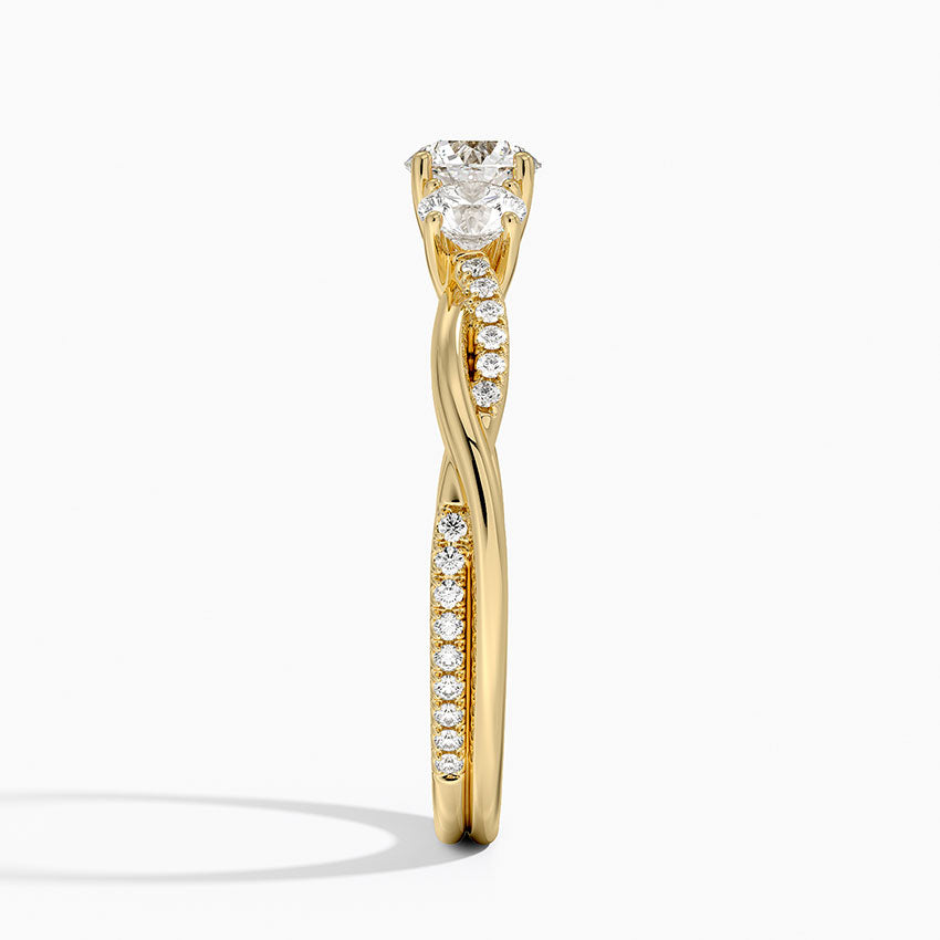 Anel de Noivado Ouro 18k Diamantes Twisted Luxo II