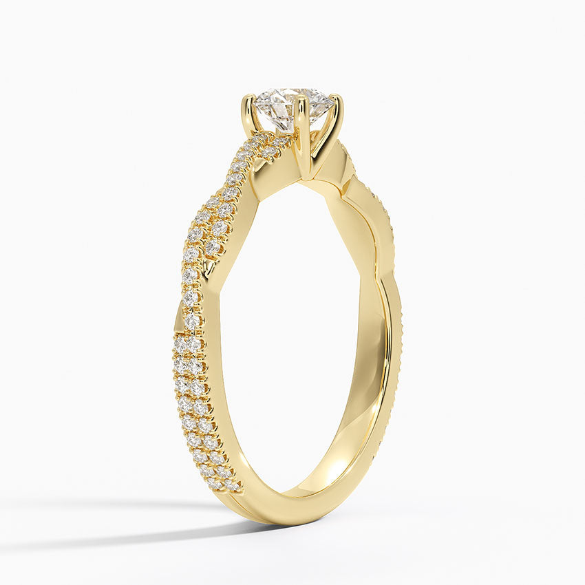 Anel De Noivado Ouro 18k Diamantes Solitario Twist duo