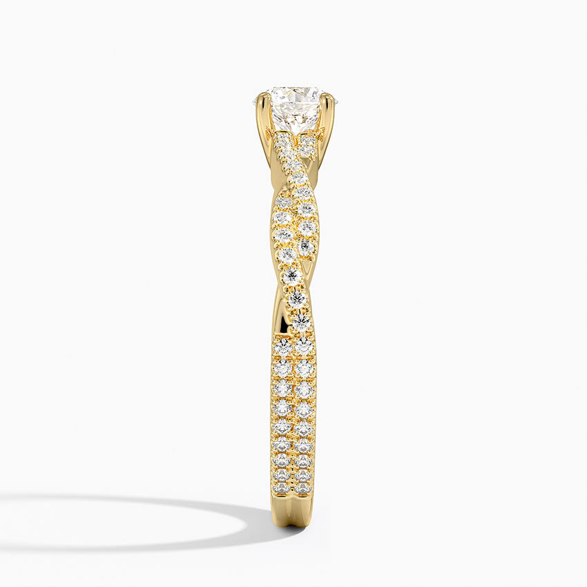 Anel De Noivado Ouro 18k Diamantes Solitario Twist duo