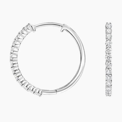 Brinco de Ouro Argola Feminino com Diamantes 50 pontos