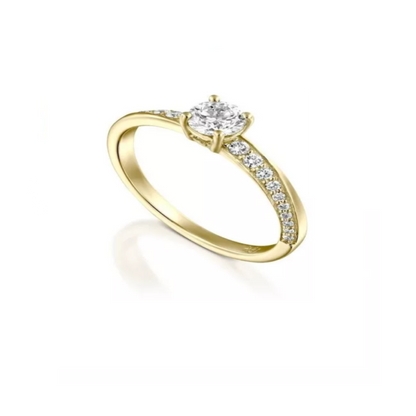 Anel de Noivado Torcido Luxo Solitario De Diamante Ouro 18k 750