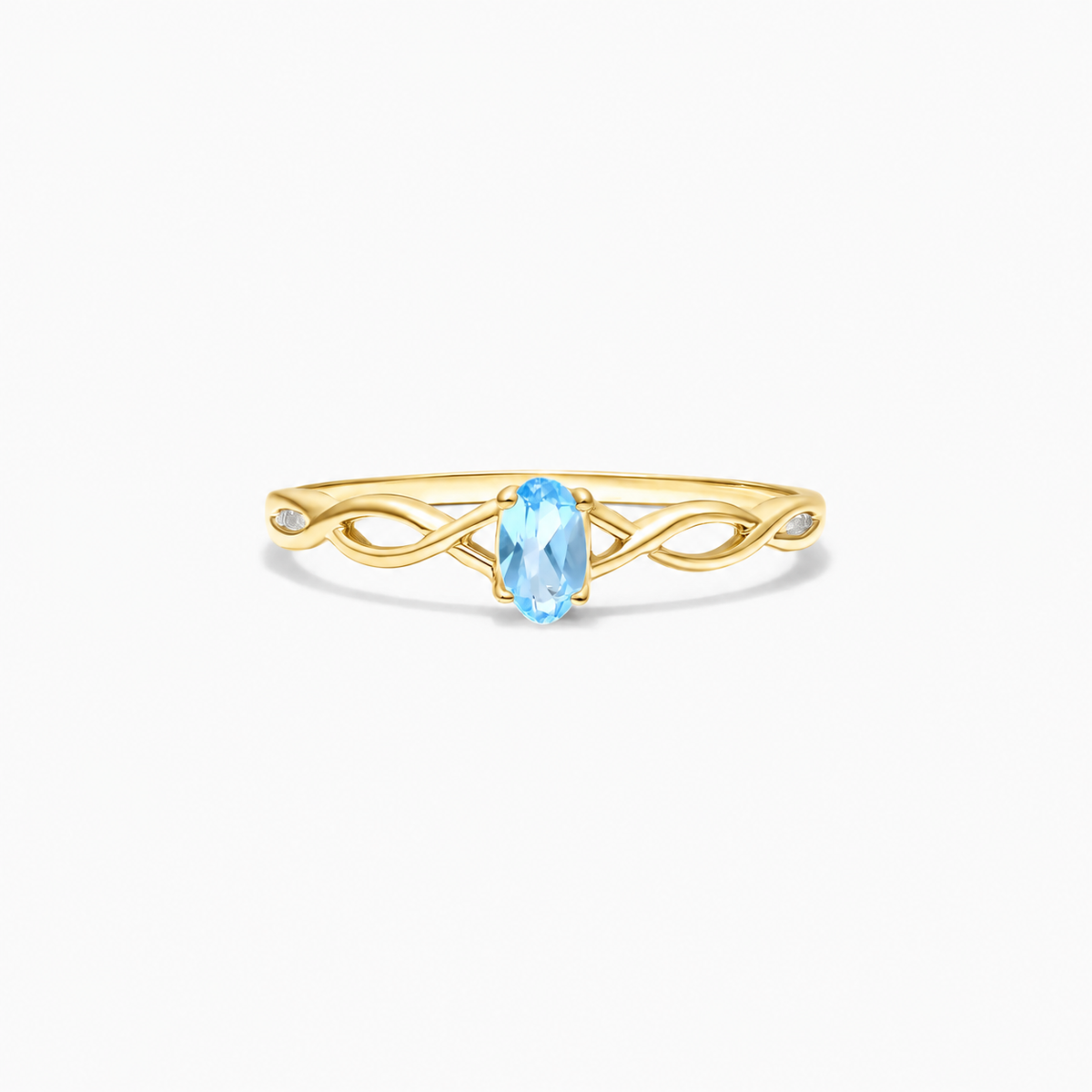 Anel De Ouro 18k Amarleo Pedra Preciosa Topazio Azul de Luxo