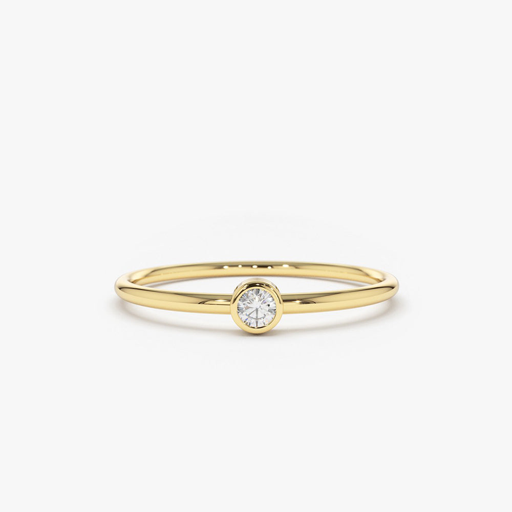 Anel solitário de ouro feminino noivado Diamante