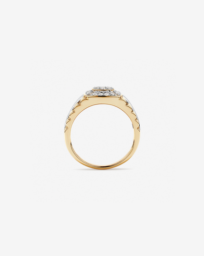 Anel masculino em ouro 18k amarelo e branco com diamantes naturais 0,50 ct - vista lateral