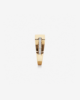 Anel masculino ouro amarelo 18k com fileira de diamantes naturais - vista frontal