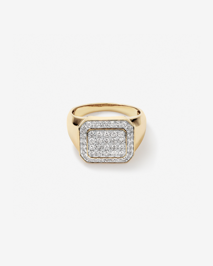 Anel masculino em ouro amarelo 18k com diamantes naturais 1,00 ct - vista frontal