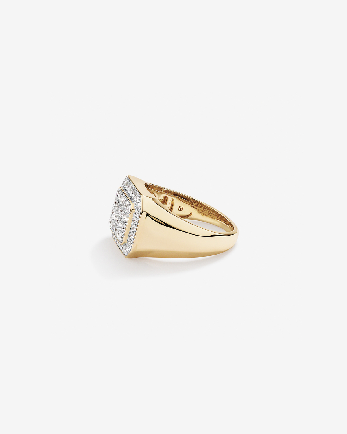 Anel masculino ouro amarelo 18k com diamantes naturais 1,00 ct - perfil