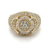 Anel masculino em ouro amarelo 18k com diamantes naturais 3,53 ct – vista frontal