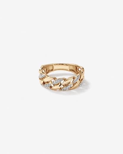 Anel masculino em ouro amarelo 18k com diamantes naturais 0,15 ct