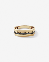 Anel masculino em ouro amarelo 18k com diamantes naturais negros 0,18 ct