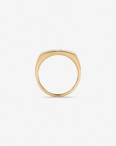 Vista lateral do anel masculino em ouro amarelo 18k com diamantes naturais negros