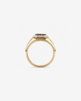 Anel masculino em ouro amarelo 18k com diamantes naturais negros e brancos 0,75 ct - vista lateral