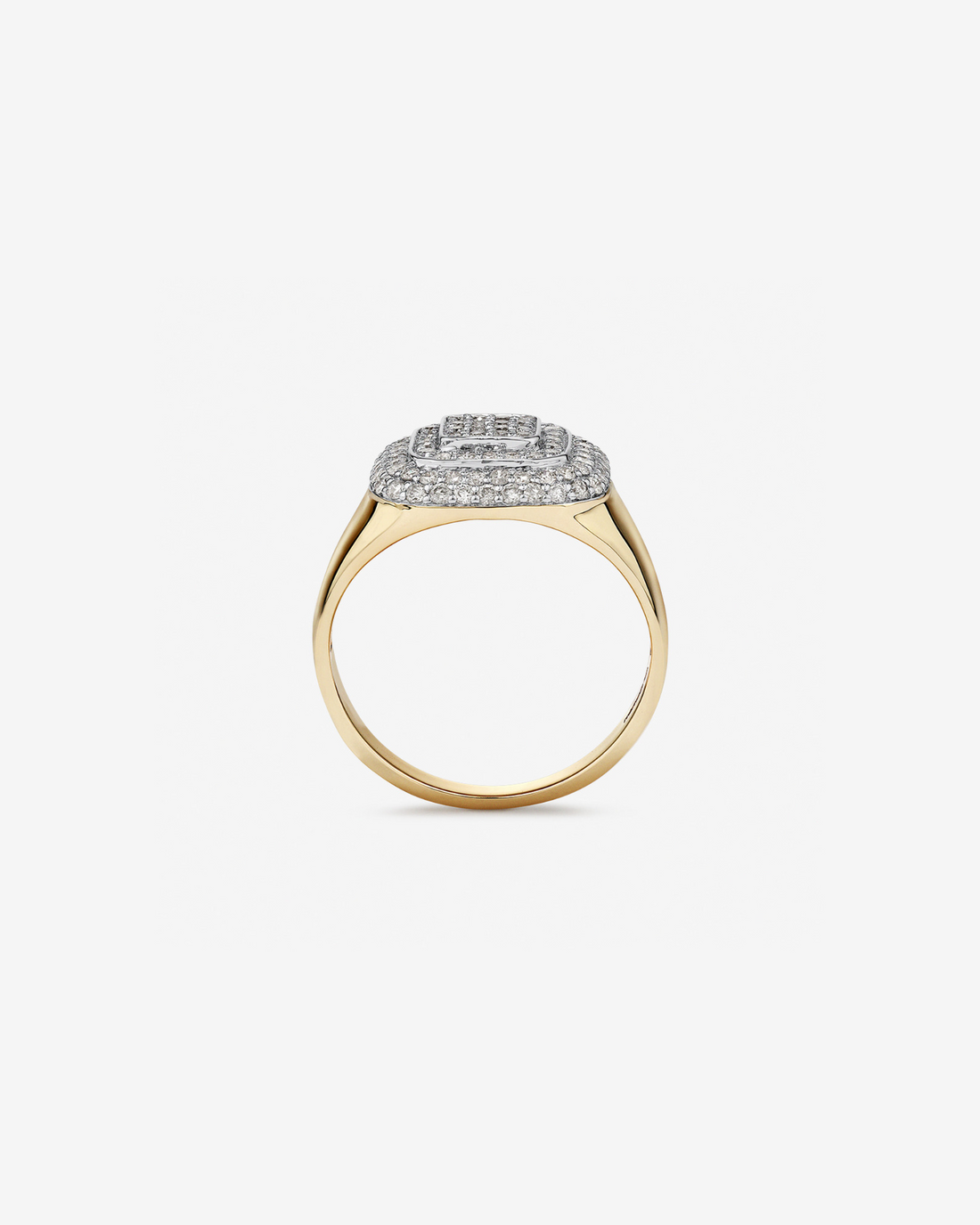 Anel masculino em ouro amarelo 18k com diamantes naturais 1,00 ct - vista do aro
