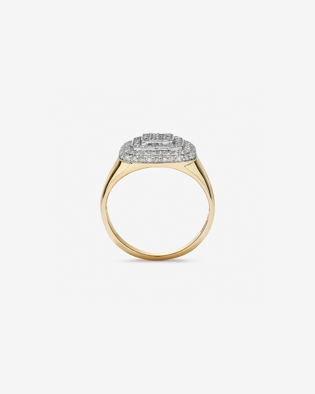 Anel masculino em ouro amarelo 18k com diamantes naturais 1,00 ct - vista do aro