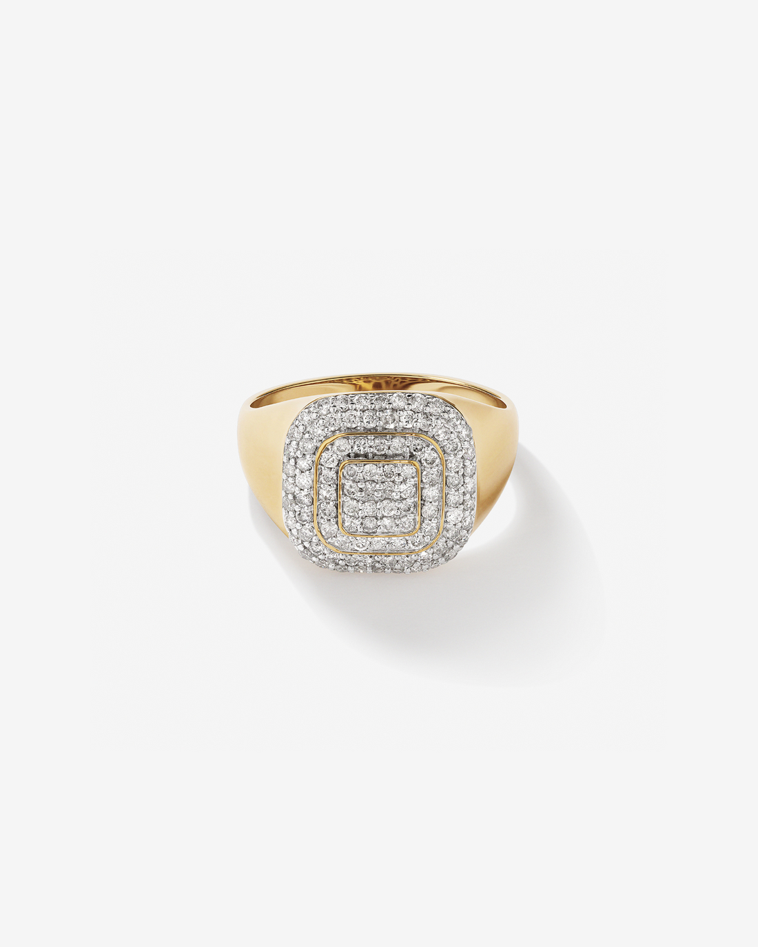 Anel masculino em ouro amarelo 18k com diamantes naturais 1,00 ct - vista frontal