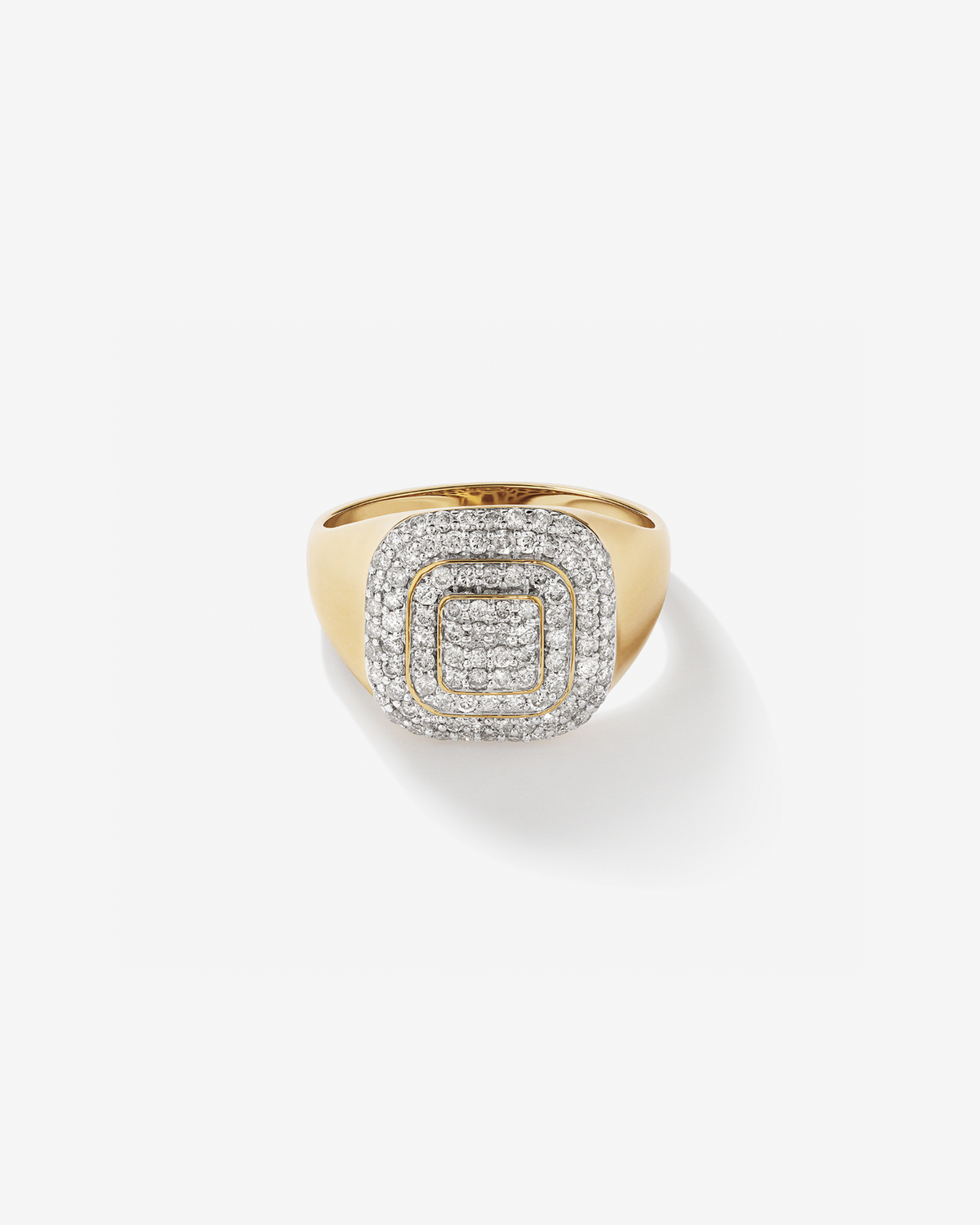 Anel masculino em ouro amarelo 18k com diamantes naturais 1,00 ct - vista frontal