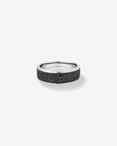 Anel masculino em ouro branco 18k com diamantes naturais negros 1,00 ct - vista frontal