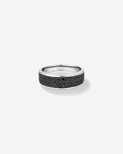 Anel masculino em ouro branco 18k com diamantes naturais negros 1,00 ct - vista frontal