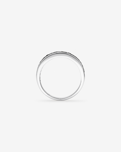 Anel masculino em ouro branco 18k com diamantes naturais negros 1,00 ct - perfil do aro