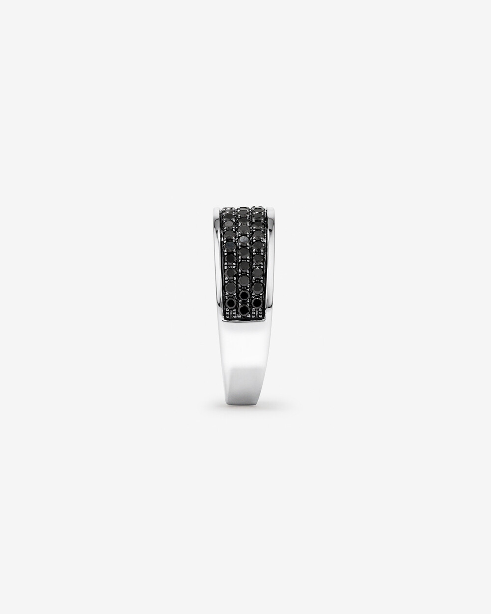 Anel masculino em ouro branco 18k com diamantes naturais negros 1,00 ct - vista superior